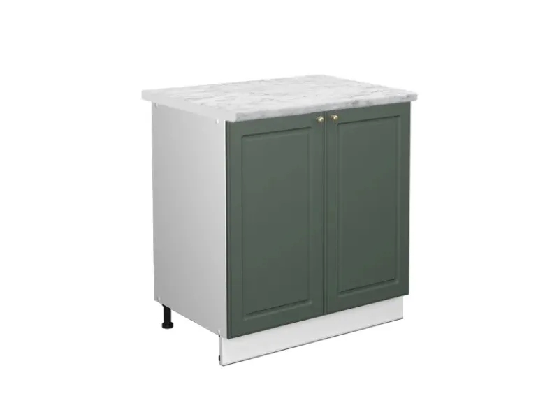 Vicco Spülenunterschrank Fame-Line Grün-Gold Landhaus/Weiß 80 cm mit Regal AP Marmor< Küchenschränke|Einbauküchen
