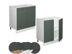 Vicco Spülenunterschrank Fame-Line Grün-Gold Landhaus/Weiß 80 cm mit Regal AP Marmor< Küchenschränke|Einbauküchen