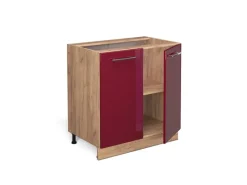 Vicco Spülenunterschrank Fame-Line Bordeaux Hochglanz/Goldkraft Eiche 80 cm mit Regal ohne Arbeitsplatte< Küchenschränke|Einbauküchen