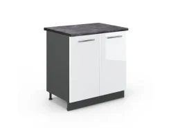 Discount Vicco Spülenunterschrank Fame-Line Hochglanz/Anthrazit 80 cm mit Regal AP Anthrazit Weiß