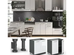 Discount Vicco Spülenunterschrank Fame-Line Hochglanz/Anthrazit 80 cm mit Regal AP Anthrazit Weiß