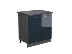 Vicco Spülenunterschrank Fame-Line Hochglanz/Anthrazit 80 cm AP Anthrazit Dunkelblau