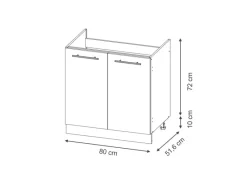 Vicco Spülenunterschrank Fame-Line Hochglanz/Goldkraft Eiche 80 cm ohne Arbeitsplatte< Einbauküchen