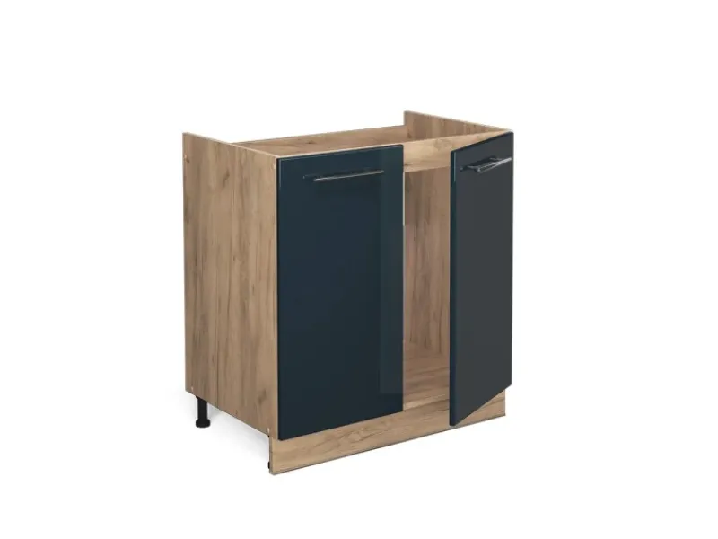 Vicco Spülenunterschrank Fame-Line Hochglanz/Goldkraft Eiche 80 cm ohne Arbeitsplatte< Einbauküchen