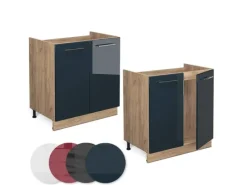 Vicco Spülenunterschrank Fame-Line Hochglanz/Goldkraft Eiche 80 cm ohne Arbeitsplatte< Einbauküchen