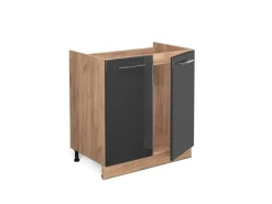 Vicco Spülenunterschrank Fame-Line Hochglanz/Goldkraft Eiche 80 cm ohne Arbeitsplatte< Küchenschränke