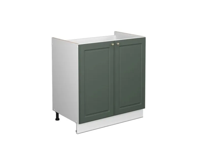 Küchenschränke<Vicco Spülenunterschrank Fame-Line Grün-Gold Landhaus/Weiß 80 cm ohne Arbeitsplatte