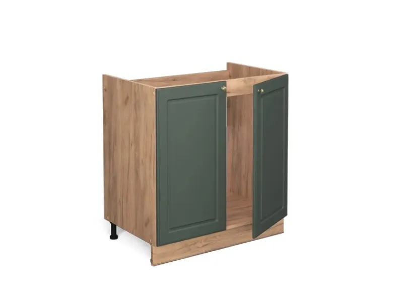 Küchenschränke<Vicco Spülenunterschrank Fame-Line Grün-Gold Landhaus/Goldkraft Eiche 80 cm AP Eiche