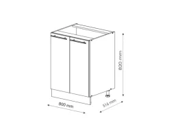 Best Vicco Spülenunterschrank Fame-Line Hochglanz/Weiß 80 cm mit Regal AP Eiche Anthrazit