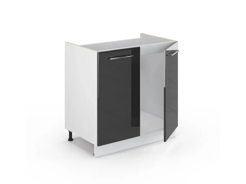 Vicco Spülenunterschrank Fame-Line Hochglanz/Weiß 80 cm AP Marmor< Küchenschränke