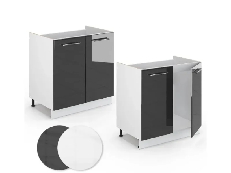 Vicco Spülenunterschrank Fame-Line Hochglanz/Weiß 80 cm AP Marmor< Küchenschränke