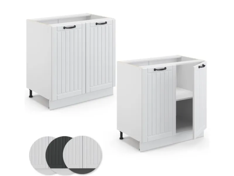 Vicco Spülenunterschrank Fame-Line Landhaus/ 80 cm mit Regal ohne Arbeitsplatte< Küchenschränke