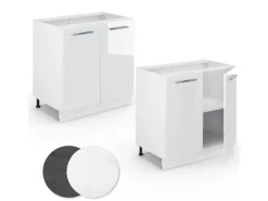 Vicco Spülenunterschrank Fame-Line Hochglanz/ 80 cm mit Regal ohne Arbeitsplatte< Küchenschränke