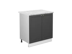 Küchenschränke<Vicco Spülenunterschrank Fame-Line -Gold/Weiß 80 cm mit Regal AP Marmor