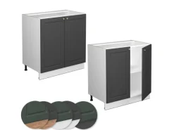 Küchenschränke<Vicco Spülenunterschrank Fame-Line -Gold/Weiß 80 cm mit Regal AP Marmor