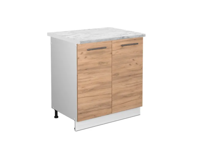 Küchenschränke<Vicco Spülenunterschrank Fame-Line Goldkraft /Weiß 80 cm AP Marmor