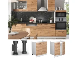 Küchenschränke<Vicco Spülenunterschrank Fame-Line Goldkraft /Weiß 80 cm AP Marmor
