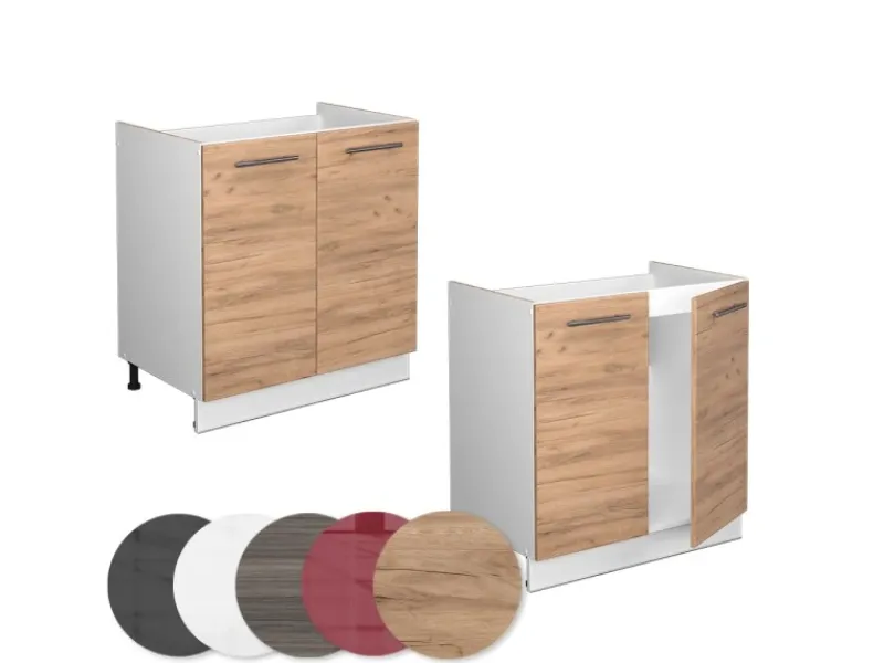 Küchenschränke<Vicco Spülenunterschrank Fame-Line Goldkraft /Weiß 80 cm AP Marmor