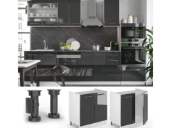 Vicco Spülenunterschrank Fame-Line Hochglanz/Weiß 80 cm ohne Arbeitsplatte< Küchenschränke