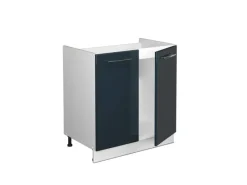 Best Vicco Spülenunterschrank Fame-Line Hochglanz/Weiß 80 cm AP Marmor Dunkelblau