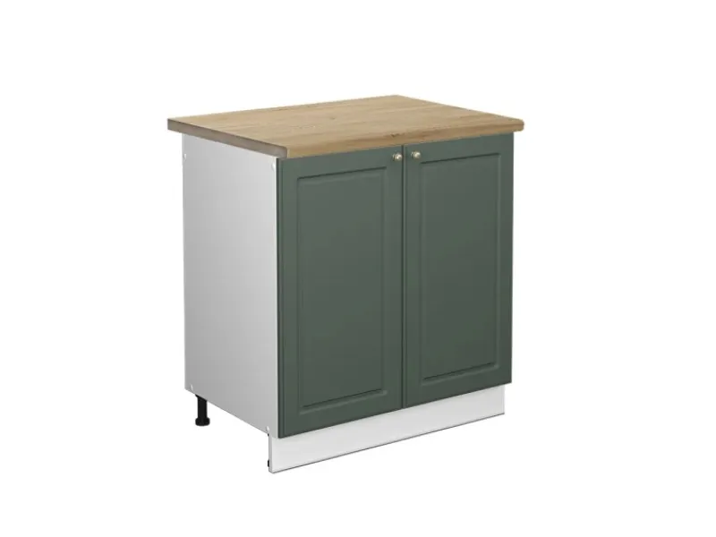 Küchenschränke<Vicco Spülenunterschrank Fame-Line Grün-Gold Landhaus/Weiß 80 cm AP Eiche