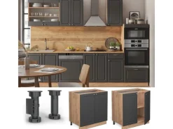 Küchenschränke<Vicco Spülenunterschrank Fame-Line -Gold/Goldkraft Eiche 80 cm mit Regal AP