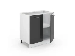 Vicco Spülenunterschrank Fame-Line Hochglanz/Weiß 80 cm mit Regal AP< Küchenschränke