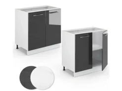 Vicco Spülenunterschrank Fame-Line Hochglanz/Weiß 80 cm mit Regal AP< Küchenschränke