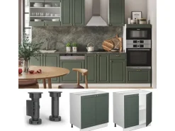 Vicco Spülenunterschrank Fame-Line Grün-Gold Landhaus/Weiß 80 cm mit Regal AP Anthrazit< Küchenschränke