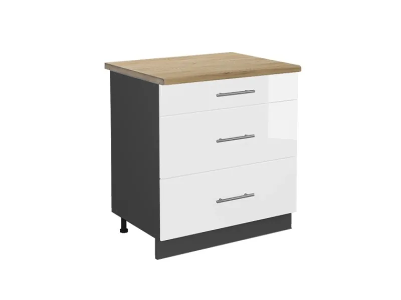 Vicco Spülenunterschrank Fame-Line Grün-Gold Landhaus/Weiß 80 cm mit Regal AP Anthrazit< Küchenschränke