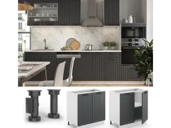 Küchenschränke<Vicco Spülenunterschrank Fame-Line Anthrazit Landhaus/Weiß 80 cm mit Regal AP Anthrazit