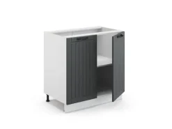 Küchenschränke<Vicco Spülenunterschrank Fame-Line Anthrazit Landhaus/Weiß 80 cm mit Regal AP Anthrazit