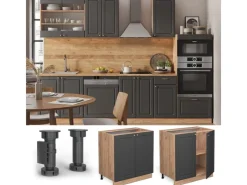 Discount Vicco Spülenunterschrank Fame-Line -Gold/Goldkraft Eiche 80 cm mit Regal AP Eiche Anthrazit