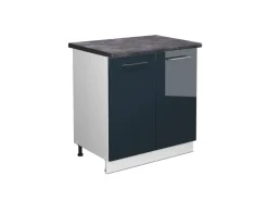 Küchenschränke<Vicco Spülenunterschrank Fame-Line Hochglanz/Weiß 80 cm mit Regal AP Anthrazit