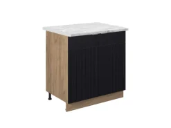 Küchenschränke<Vicco Spülenunterschrank Fame-Line Gestreift 80 cm mit Regal AP Marmor mit Goldkraft Eiche Korpus