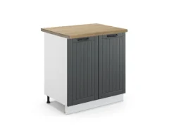 Küchenschränke<Vicco Spülenunterschrank Fame-Line Anthrazit Landhaus/Weiß 80 cm AP Eiche