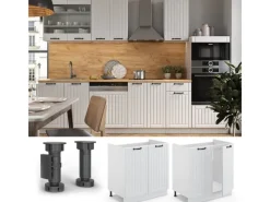 Clearance Vicco Spülenunterschrank Fame-Line Landhaus/ 80 cm ohne Arbeitsplatte Weiß
