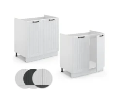 Clearance Vicco Spülenunterschrank Fame-Line Landhaus/ 80 cm ohne Arbeitsplatte Weiß