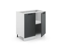 Vicco Spülenunterschrank Fame-Line Anthrazit Landhaus/Weiß 80 cm mit Regal AP Eiche< Küchenschränke
