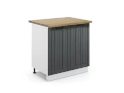Vicco Spülenunterschrank Fame-Line Anthrazit Landhaus/Weiß 80 cm mit Regal AP Eiche< Küchenschränke