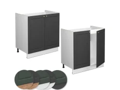 Küchenschränke<Vicco Spülenunterschrank Fame-Line -Gold/Weiß 80 cm AP Marmor