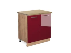 Vicco Spülenunterschrank Fame-Line Bordeaux Hochglanz/Goldkraft Eiche 80 cm AP Eiche< Pantryküchen