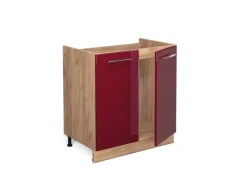 Vicco Spülenunterschrank Fame-Line Bordeaux Hochglanz/Goldkraft Eiche 80 cm AP Eiche< Pantryküchen