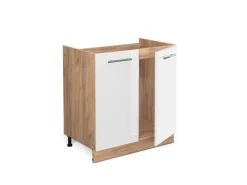 Küchenschränke|Einbauküchen<Vicco Spülenunterschrank Fame-Line Hochglanz/Goldkraft Eiche 80 cm AP Marmor