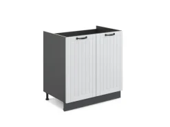 Discount Vicco Spülenunterschrank Fame-Line Landhaus/Anthrazit 80 cm ohne Arbeitsplatte Weiß
