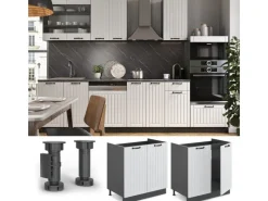 Discount Vicco Spülenunterschrank Fame-Line Landhaus/Anthrazit 80 cm ohne Arbeitsplatte Weiß
