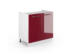 Vicco Spülenunterschrank Fame-Line Bordeaux Hochglanz/Weiß 80 cm ohne Arbeitsplatte< Küchenschränke|Einbauküchen