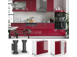 Vicco Spülenunterschrank Fame-Line Bordeaux Hochglanz/Weiß 80 cm ohne Arbeitsplatte< Küchenschränke|Einbauküchen