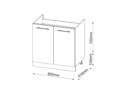 Vicco Spülenunterschrank Fame-Line Bordeaux Hochglanz/Weiß 80 cm ohne Arbeitsplatte< Küchenschränke|Einbauküchen