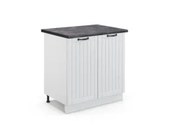 Outlet Vicco Spülenunterschrank Fame-Line Landhaus/ 80 cm mit Regal AP Anthrazit Weiß